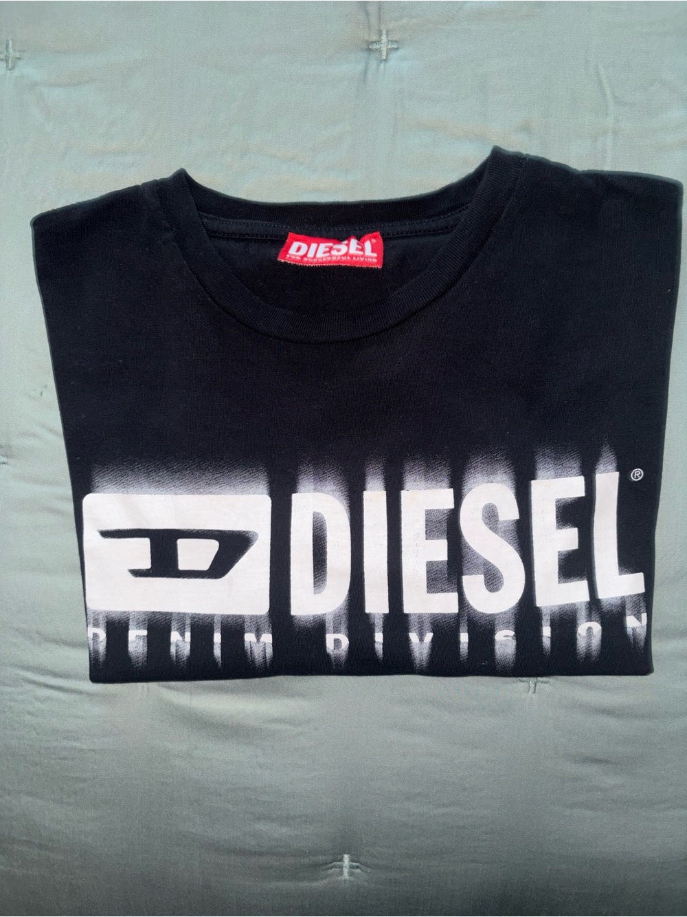 Black Diesel T‑Shirt with White Logo Print Size 14Y